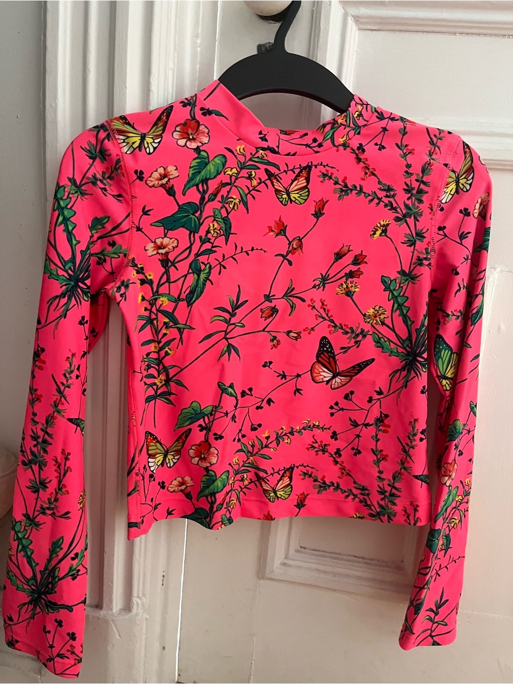 GAP Pink Floral & Butterfly Long-Sleeve Swim Tee